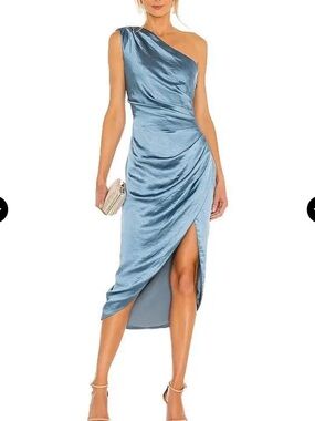 Elliatt Cassini one shoulder ruched midi cocktail dress NWT SZ XS